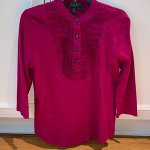 Petite raspberry top. Lauren Ralph Lauren.